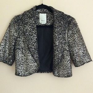 Elevenses by Anthropologie Gold Silver Cropped Jacket Short Sleeve Women’s Sz S